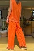 Made in Italy Benji Linen Panel Wave Vest Aperol *